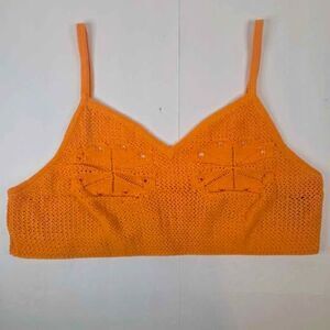 H&M Orange Crochet Knit Bralette Crop Top Size XXL